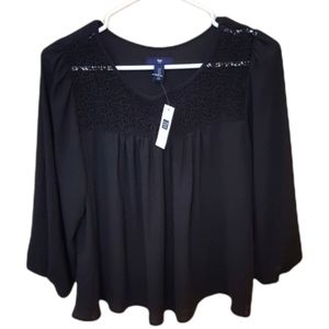 GAP Black Blouse Lace Chest